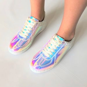 Unicorn Hologram Glitter Kicks Sneakers New White